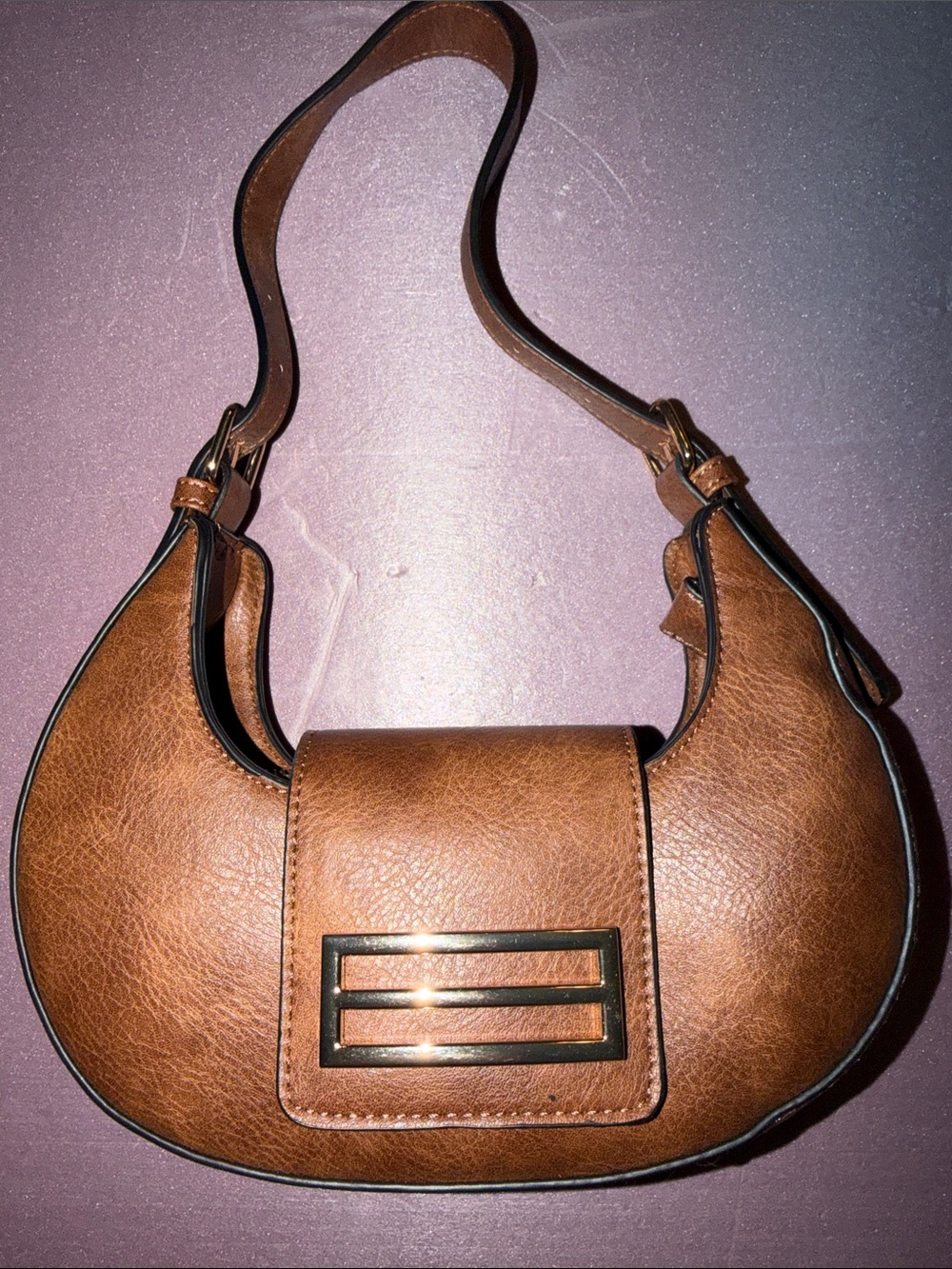 Like New Isabelle Cognac Brown Crescent Hobo Shoulder Bag with Gold Buckle